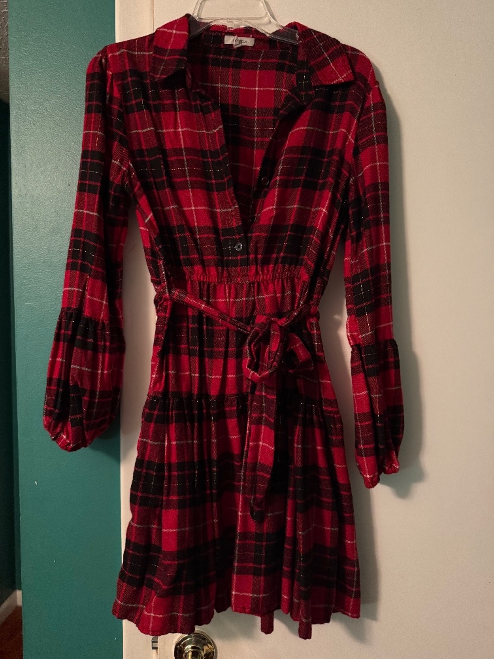 Maurices Metallic Plaid Babydoll Dress